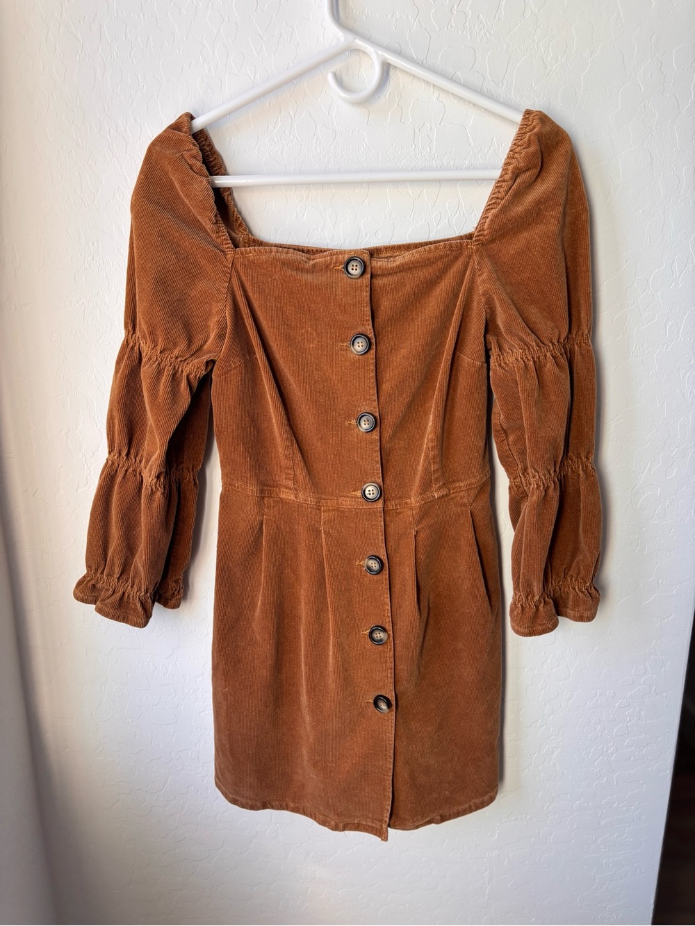 Rust Brown Button-Front Women’s Dress